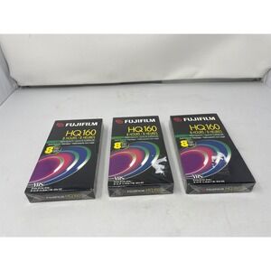 Lot of 3 Fujifilm HQ160 VHS Tapes Sealed‎ Blank 8 Hour Video Cassette New